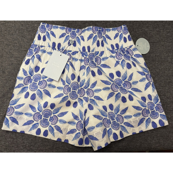 Hill House The Livie Nap Shorts Blue Shell Mosaic Cotton Size Small NWT